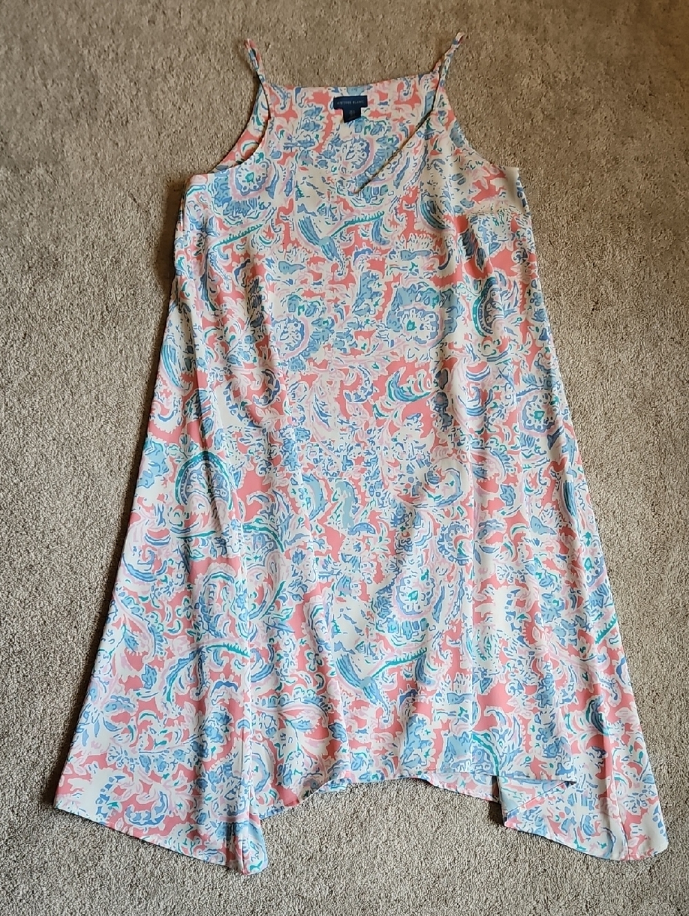 Antibes Blanc Sleeveless Asymmetrical Paisley Slip Dress